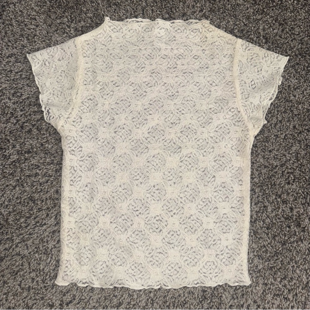 Women's Lace Short-Sleeve Mesh Top
